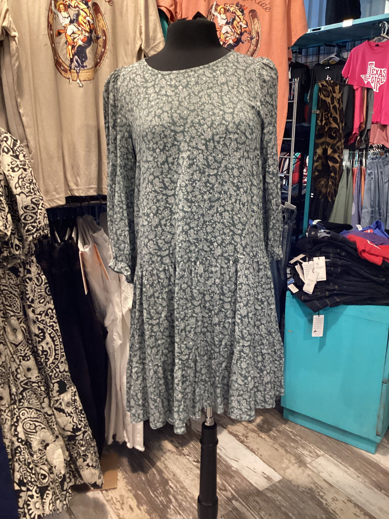 Bècool Sage green floral print dress