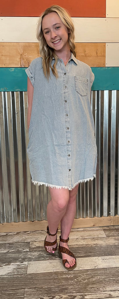 Denim Dress with frayed bottom