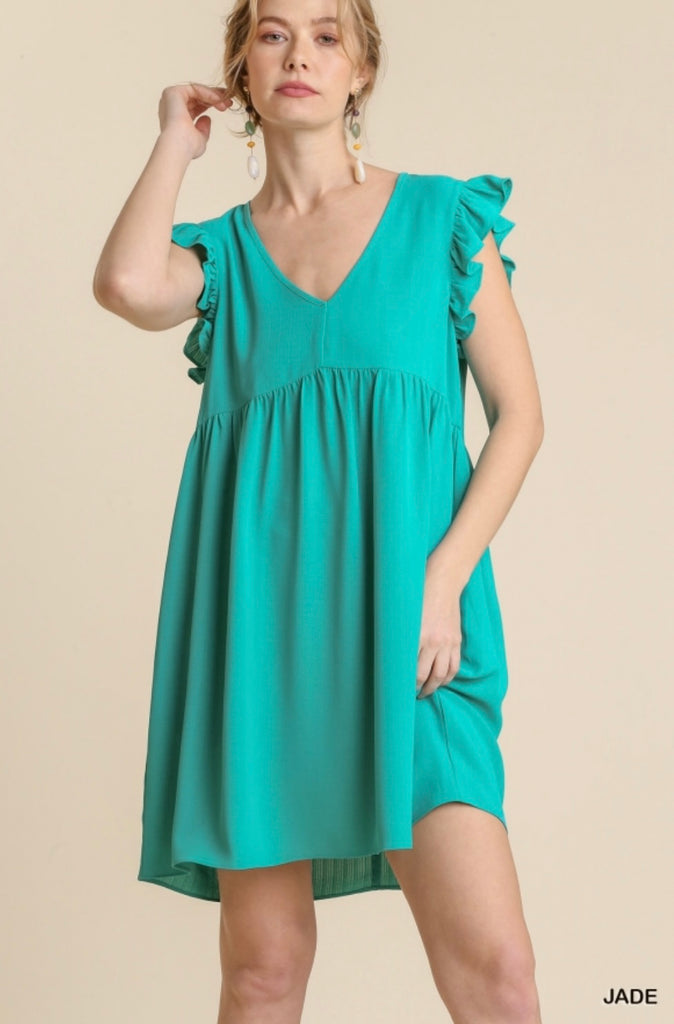 Ruffle Shoulder Dress