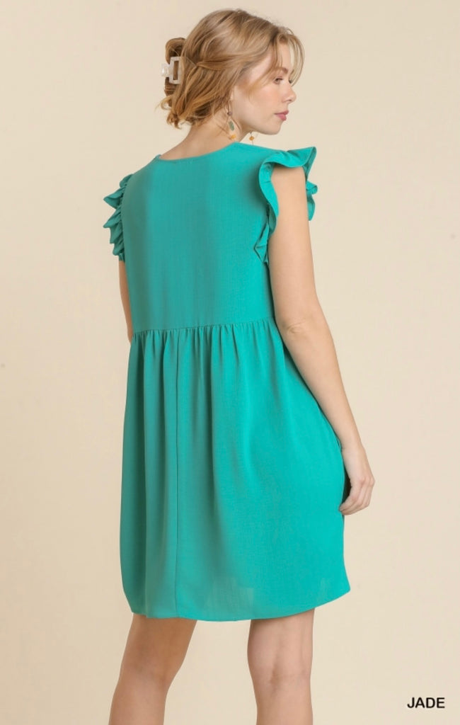 Ruffle Shoulder Dress