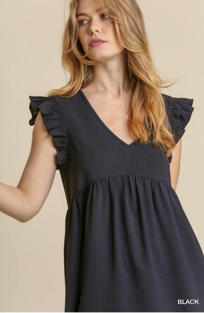 Ruffle Shoulder Dress