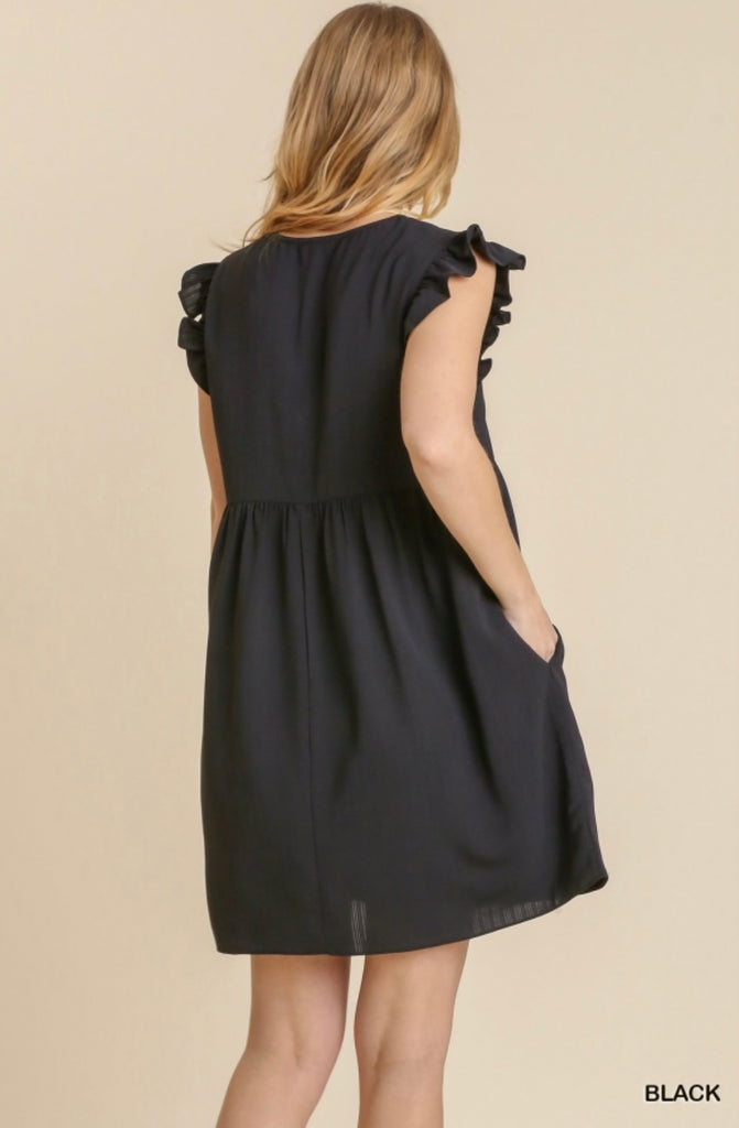 Ruffle Shoulder Dress