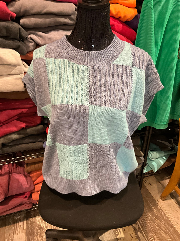 So Me Checkered Summer Sweater