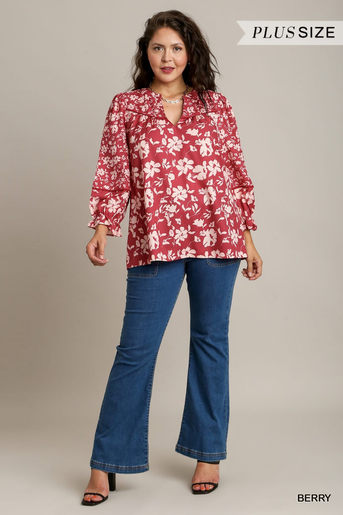 Umgee Plus Size Floral Print Top