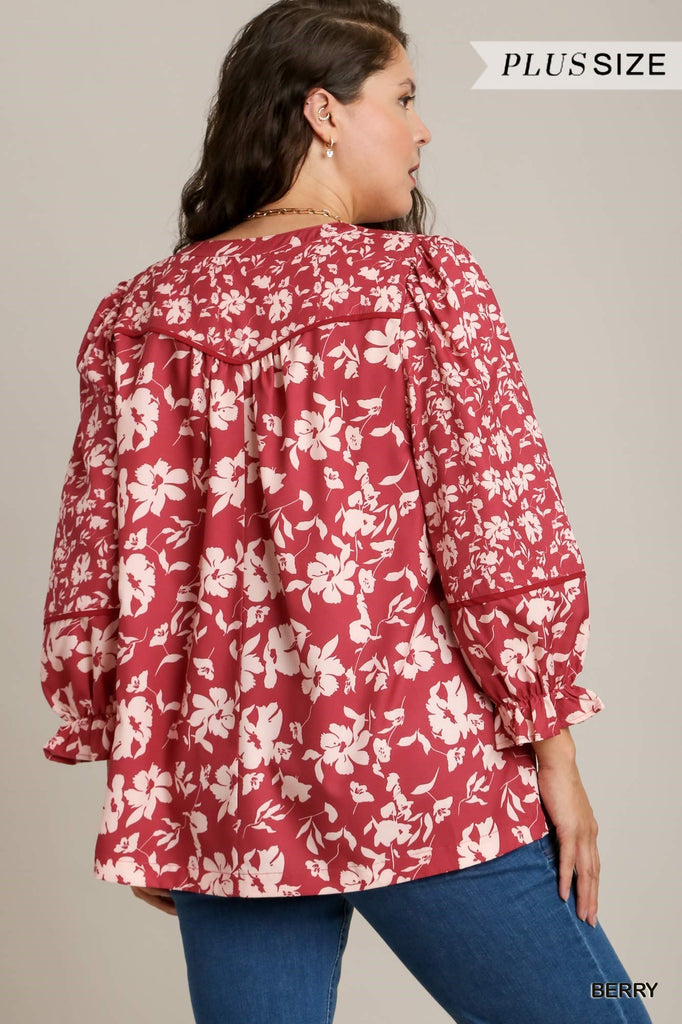 Umgee Plus Size Floral Print Top