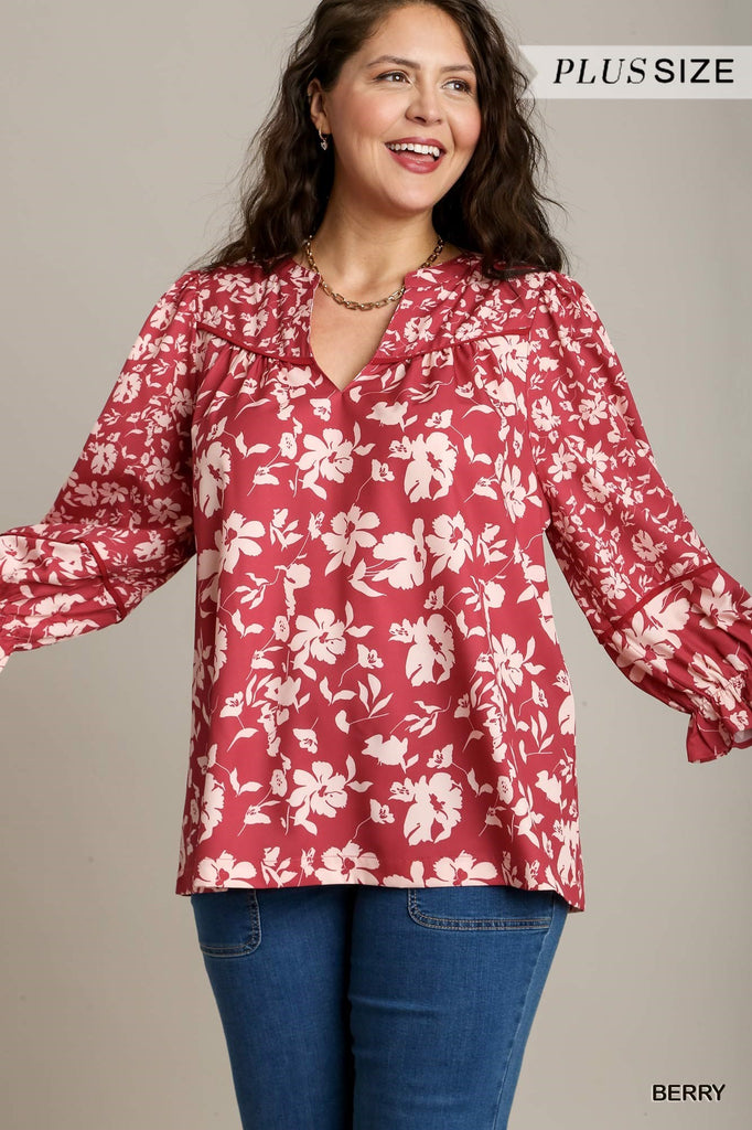 Umgee Plus Size Floral Print Top